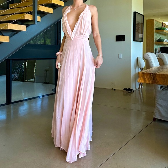 Reformation Soft Pink Wrap Maxi Dress size 0 - Picture 2 of 5